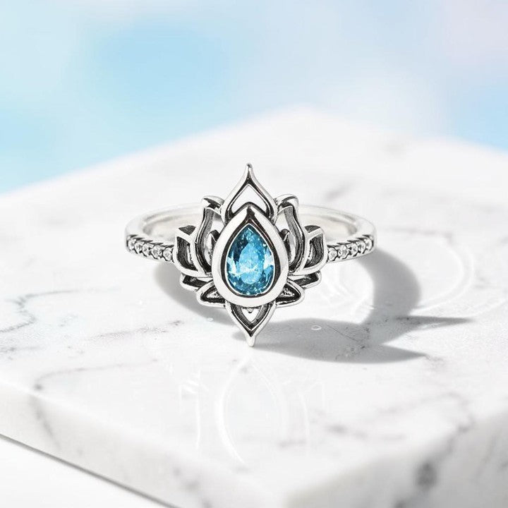 Sterling Silver Lotus Ring — Zircon Harmony