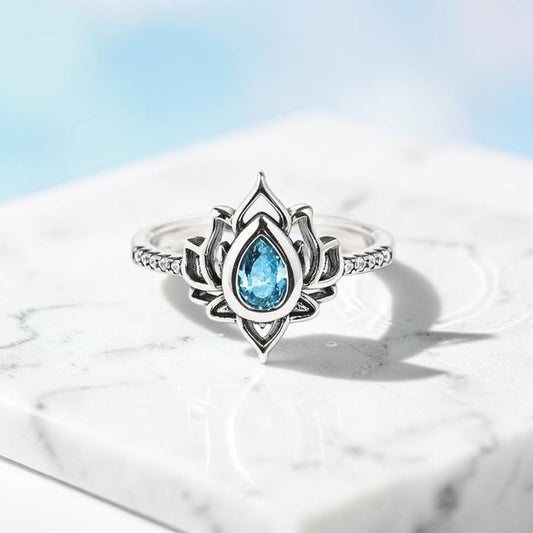 Sterling Silver Lotus Ring — Zircon Harmony