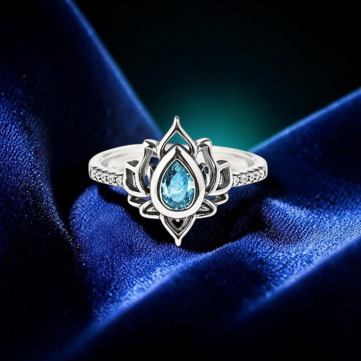 Sterling Silver Lotus Ring — Zircon Harmony