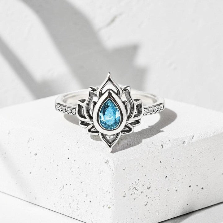 Sterling Silver Lotus Ring — Zircon Harmony