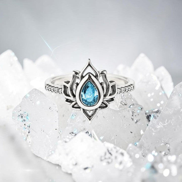 Sterling Silver Lotus Ring — Zircon Harmony