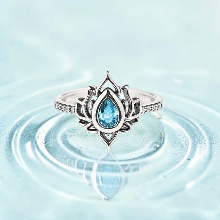 Sterling Silver Lotus Ring — Zircon Harmony