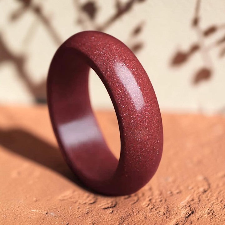 Cinnabar Om Mani Ring — Padme Hum Auspicious Clouds (Buddhaechoes)