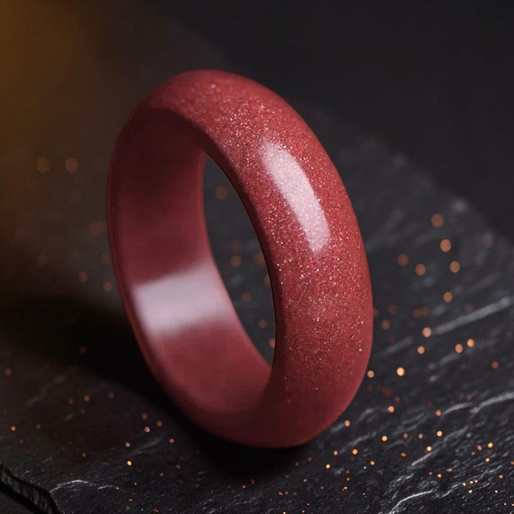 Cinnabar Om Mani Ring — Padme Hum Auspicious Clouds (Buddhaechoes)